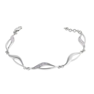 2 Blue Sterling Silver Cubic Zirconia Bracelet