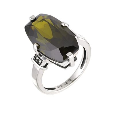 silver cubic zirconia ring - large
