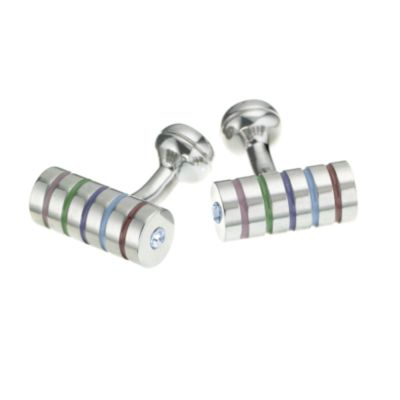 Square Mile multi-coloured barrel cufflinks