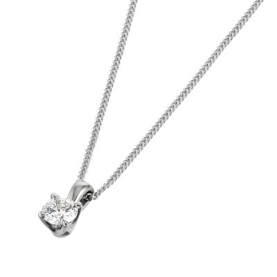 Unbranded 18ct white gold 15 point Leo Diamond pendant