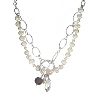 Guess Collection pearl and wood link necklace