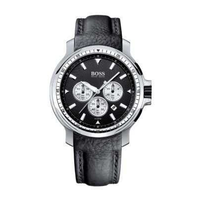 BOSS men's chronograph black leather strap watch - Product number 6024424