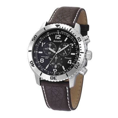 Accurist men's chronograph brown leather strap watch - Product number 6026079