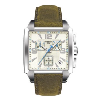 Tissot Quadrato men's chronograph brown leather strap watch