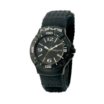 Kahuna Men's Black Dial Black Velcro Strap Watch