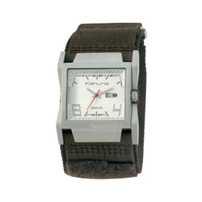 Kahuna Men's Square Dial Brown Strap Watch