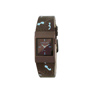 Ladies`Square Dial Brown and Blue Strap Watch