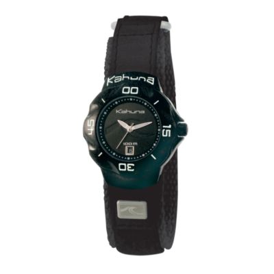 Kahuna Ladies' Black Dial Black Velcro Strap Watch