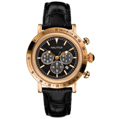Nautica men's chronograph rose gold-plated strap watch - Product number 6044026