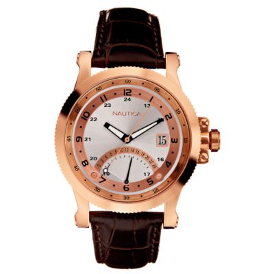 Nautica men's rose gold-plated GMT strap watch - Product number 6044492