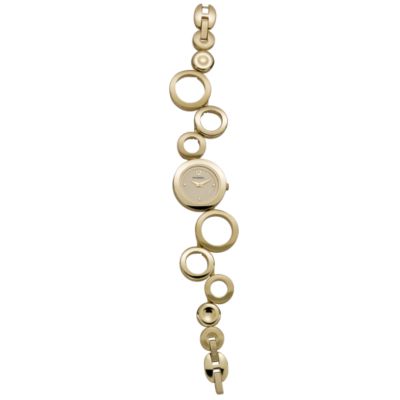 Fossil Ladies`Gold-plated Circle Bracelet Watch