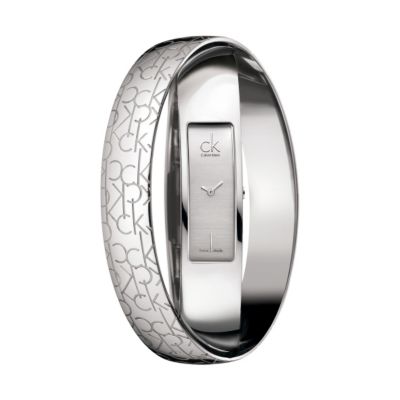 cK ladies' Element silver double bangle monogram watch - Product number 6054609