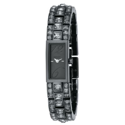 DKNY ladies' black stoneset bracelet watch
