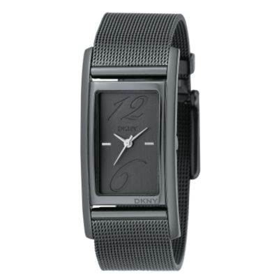 DKNY ladies' black mesh bracelet watch