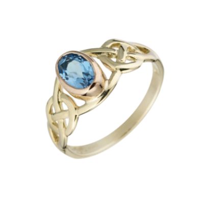 Clogau Gold 9ct Rose Gold Celtic Blue Topaz Ring