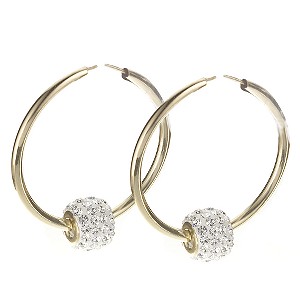 9ct Gold 24mm Crystal Ball Hoops