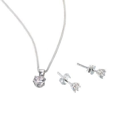 sterling Silver Cubic Zirconia Pendant Earrings