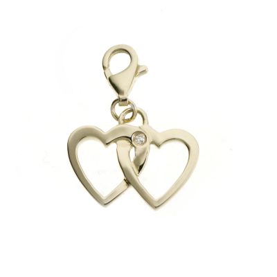 Hot Diamonds 9ct gold diamond-set double hearted charm - Product number 6072860