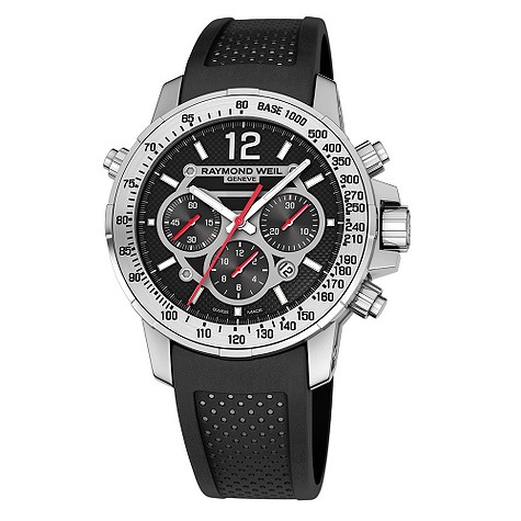 Raymond Weil mens black chronograph strap watch