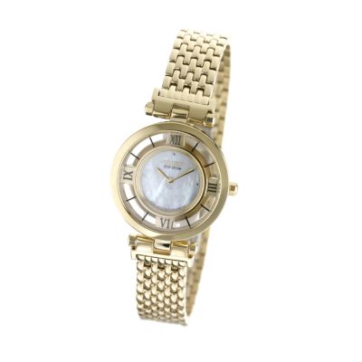 Ladies Gold-plated Eco-drive Bracelet Watch