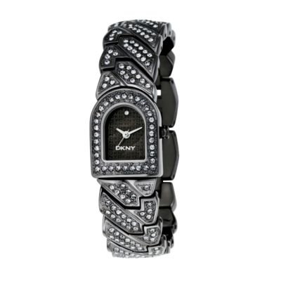 DKNY ladies' black stone set bracelet watch