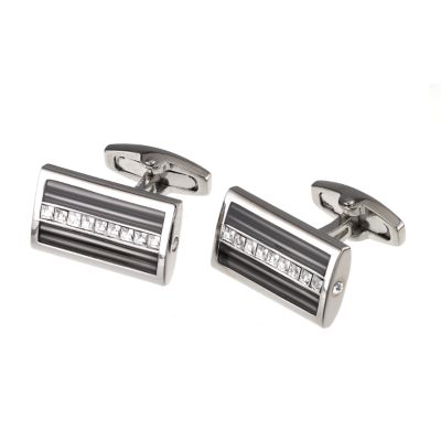 rectangular crystal studded cufflinks