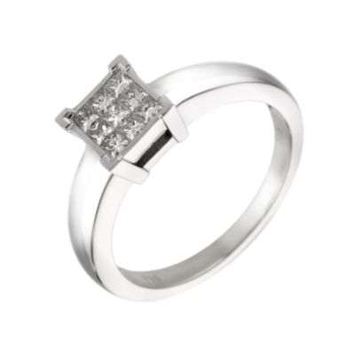 18ct white gold quarter carat diamond cluster ring