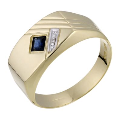 9ct Yellow Diamond And Sapphire Ring - Product number 6099254