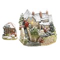 Lilliput Lane - The Winter Water Mill With Free Tea Caddy