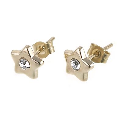 9ct Gold Crystal Star Stud Earrings