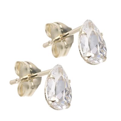 9ct gold Crystal Pear Stud Earrings