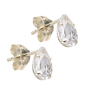 9ct gold Crystal Pear Stud Earrings