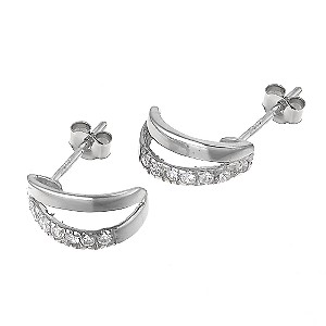 9ct White Gold Cubic Zirconia Split Earrings