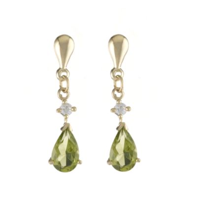 9ct Yellow Gold Peridot Cubic Zirconia Earrings - Product number 6102050