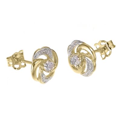 H Samuel 9ct Yellow Gold Cubic Zirconia Twirl Earrings