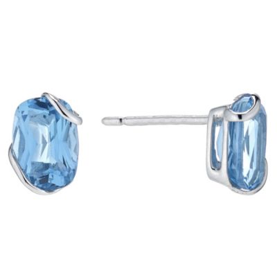 H Samuel 9ct White Gold Oval Blue Topaz Stud Earrings