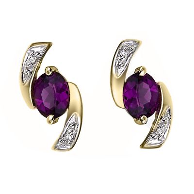 9ct Yellow Gold Amethyst Cubic Zirconia Stud Earrings - Product number 6102255