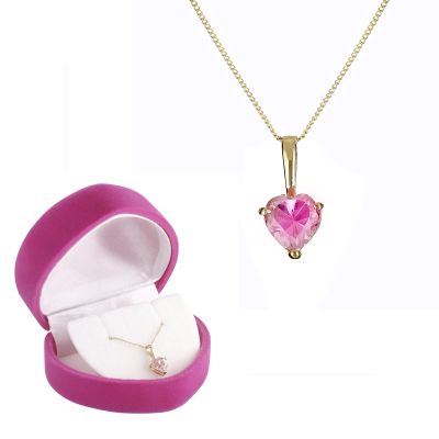 9ct Yellow Gold Pink Cubic Zirconia