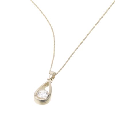 9ct Gold Cubic Zirconia Teardrop Pendant - Product number 6105300