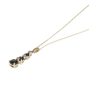 9ct gold Sapphire And Cubic Zirconia Drop Pendant