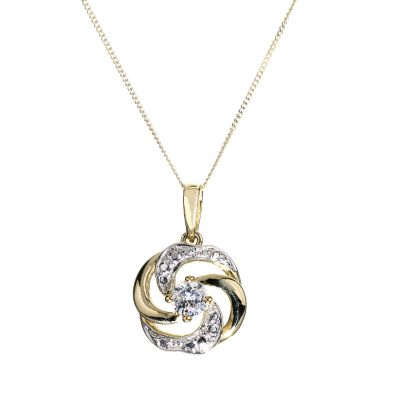 9ct gold Cubic Zirconia Swirl Pendant