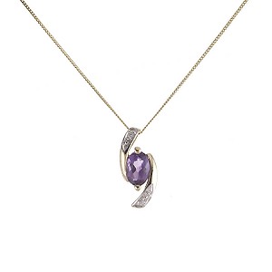 9ct Yellow Gold Amethyst And Cubic Zirconia Necklace