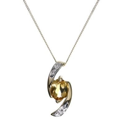 9ct Gold Citrine Twist Pendant