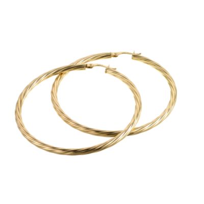 9ct Yellow Gold Twist Creole Earrings