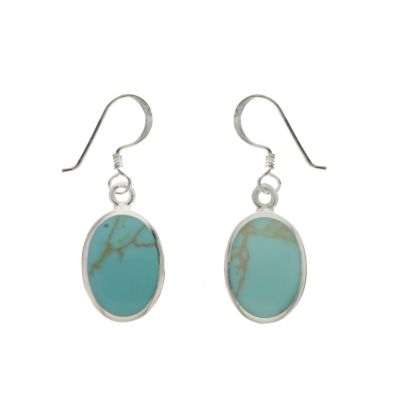Sterling silver turquoise oval drop earrings - Product number 6107869