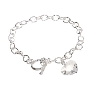 Sterling silver crystal heart T-bar bracelet - Product number 6107966
