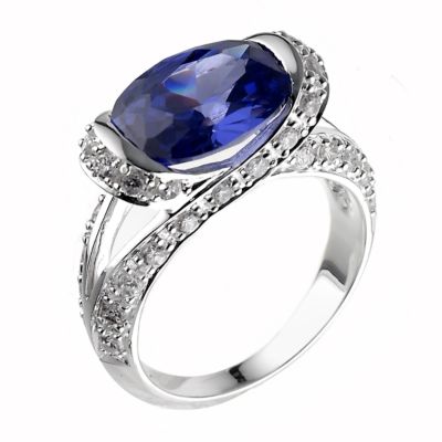 Sterling silver midnight blue cubic zirconia ring - size L - Product number 6109578