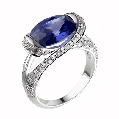 Sterling Silver Midnight Blue Cubic Zirconia Ring - Size P - Product number 6109594