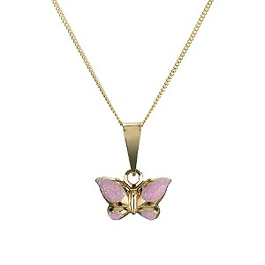 9ct gold Pink Enamel Butterfly Pendant