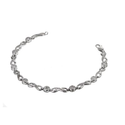 9ct White Gold Quarter Carat Diamond Figure Eight Bracelet - Product number 6115292